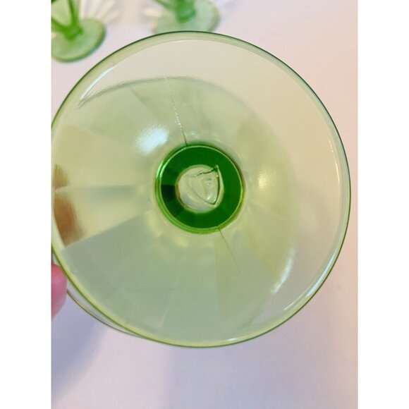 Set of 3 Federal Glass Green Uranium Depression Footed Sherbet Dessert Dish - Picture 9 of 9